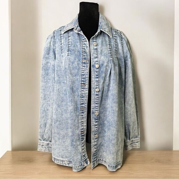 NWT LOGO Denim Shirt XXS - Picture 1 of 8